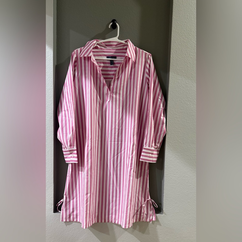 Denim & Co. Beach Regular Striped Quick Dry Cover Up Dress with Ties. - Picture 2 of 5